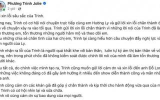 Phương Trinh Jolie chính thức xin lỗi Hương Ly vì lời chê bai ngoại hình đàn em