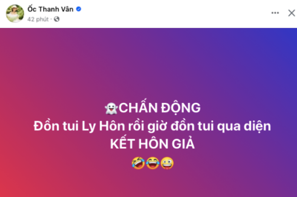 Thực hư tin đồn Ốc Thanh Vân kết hôn giả, chính chủ phản ứng gây chú ý